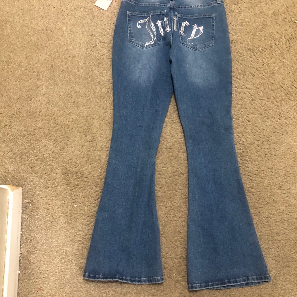 Juicy Couture Denim Flared Jeans with Rhinestone Back Logo - Blue Size 5/27